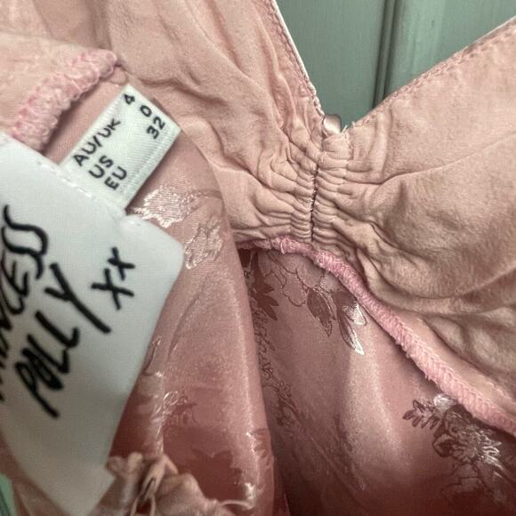 Princess Polly Iyana Pink Satin Dress Size 0 Ruching Mini Slip - Picture 4 of 7